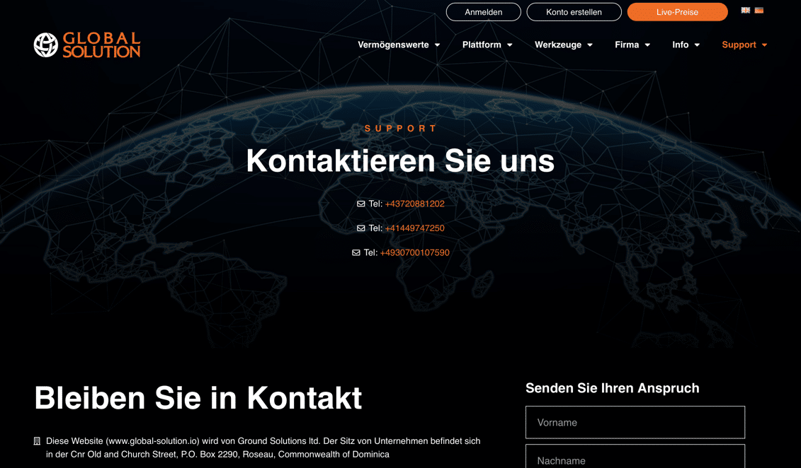 Die Kundenbetreuung von Global Solution.